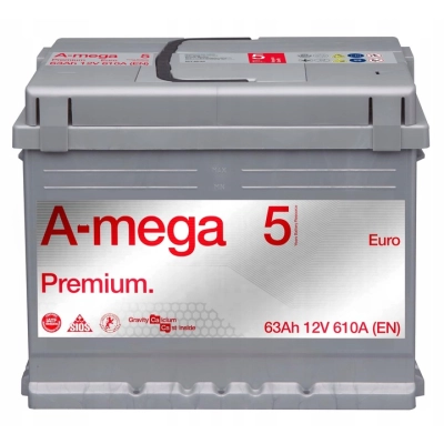 Akumulator A-mega M5 Premium 63Ah 610A P+